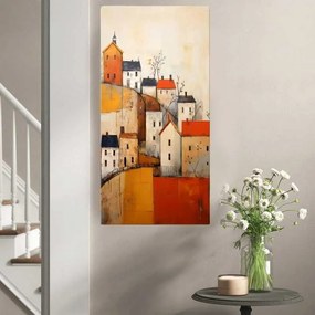 Πίνακας σε καμβά Houses on the Hill Megapap ψηφιακής εκτύπωσης 50x100x3εκ.