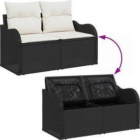vidaXL Σετ Καναπέ Κήπου 10 pcs Μαύρο και λευκό συνθετικό ρατάν