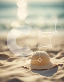 Intra Συλλεκτικό Ξύλινο Παζλ Plywood 4mm - Ψάθινο καπέλο σε μια παραλία Σε Ξύλινο Κουτί - Διαστάσεις: 10x10 cm – 25 κομμάτια