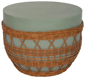 ΤΡΑΠΕΖΙ ΣΑΛΟΝΙΟΥ VILHENA HM18165 FIBER CEMENT ΠΡΑΣΙΝΟ-RATTAN ΦΥΣΙΚΟ Φ56x47Υεκ.