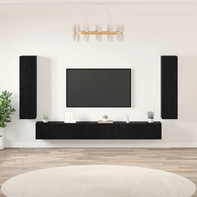 vidaXL Μονάδες TV Επιτοίχιο 4 pcs Μαύρη Οξυά Επεξεργασμένο ξύλο
