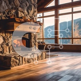Intra Συλλεκτικό Ξύλινο Παζλ Plywood  4mm - Όμορφο σαλόνι με πέτρινο τζάκι και ξύλινα δοκάρια Σε Ξύλινο Κουτί - Διαστάσεις Puzzle: 10x10 cm – 25 κομμάτια
