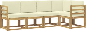 vidaXL Σειρά Καναπέ Εξωτερικού με μαξιλάρι 5 pcs Λευκό και Κρεμ