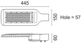 Φωτιστικό δρόμου LED HPL 586-18 x 58,5 x 7 εκ.