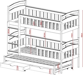 HARRIET 90x200 pine bunk bed Lano Furniture