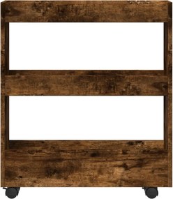 vidaXL Τρόλεϊ Αποθήκευσης Στενό 3 Επιπέδων Καπνιστή Δρυς Επεξ. Ξύλο