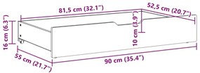 Συρτάρια Κρεβατιού 2 τεμ Λευκό 90x55x16 εκ. Μασίφ Ξύλο Πεύκου - Λευκό