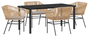 vidaXL Σετ Εξωτερικής Τραπεζαρίας 5 Τεμαχίων με Μαξιλάρια Καφέ Πολυ Ράτταν