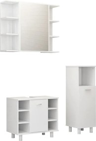 vidaXL Σετ Επίπλων Μπάνιου 3 Τεμαχίων Λευκό από Επεξ. Ξύλο
