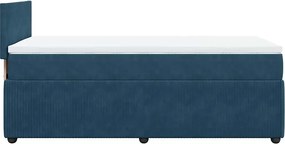 vidaXL Κρεβάτι Boxspring με Στρώμα Μπλε 90x200 εκ. Βελούδινο