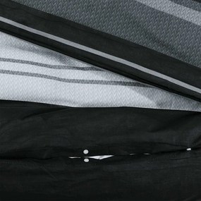vidaXL 2 τεμ. 200 x 220 cm + 80 x 80 cm 100% Cotton Black Stripes