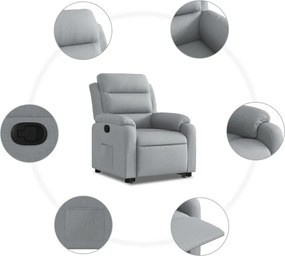 vidaXL Πολυθρόνα Ανακλινόμενη με Ανύψωση Ανοιχτό Γκρι Υφασμάτινη