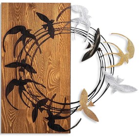Διακοσμητικό Τοίχου Spiral Birds 891TNL2368 58x58cm Multi Wallity Μέταλλο,Ξύλο