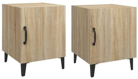 vidaXL Κομοδίνα 2 τεμ. Καπνιστή Δρυς από Επεξεργασμένο Ξύλο