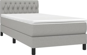 vidaXL Κρεβάτι Boxspring με Στρώμα Ανοιχτό Γκρι 100x200 εκ. Υφασμάτινο