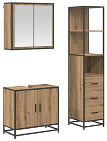 vidaXL Σετ Επίπλων Μπάνιου 3 pcs Artisan Oak Επεξεργασμένο ξύλο