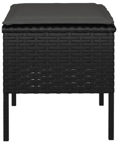 vidaXL Υποπόδια Κήπου 4 τεμ. Μαύρα από Συνθετικό Ρατάν με Μαξιλάρια