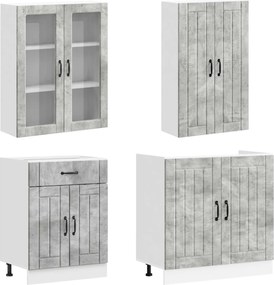 vidaXL Μονάδα κουζίνας LUCCA 4 pcs Γκρι Σκυροδέματος