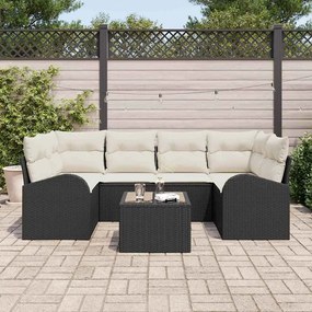 vidaXL Σετ Καναπέ Κήπου 7 pcs Μαύρο 55 x 55 x 37 εκ Πολυ ράταν
