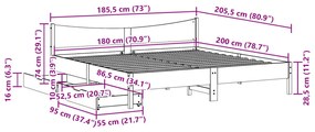 Πλαίσιο Κρεβατιού με Συρτάρια 180x200 εκ. Μασίφ Ξύλο Πεύκου - Καφέ