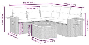 vidaXL Σαλόνι Κήπου 6 Τεμαχίων από Γκρι Συνθετικό Ρατάν με Μαξιλάρια