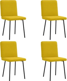 vidaXL Καρέκλες Τραπεζαρίας 4 τεμ. Κίτρινες Βελούδινες