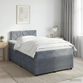 vidaXL Κρεβάτι box spring με στρώμα Σκούρο Γκρι 120 x 200 cm Βελούδο