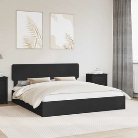 VidaXL Κρεβάτι Αποθήκης Μαύρο 200 x 200 cm Επεξεργασμένο Ξύλο