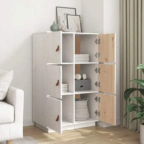 vidaXL Ντουλάπι Ψηλό Λευκό 67 x 40 x 108,5 εκ. από Μασίφ Ξύλο Πεύκου
