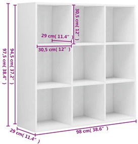 ΒΙΒΛΙΟΘΗΚΗ ΓΥΑΛΙΣΤΕΡΟ ΛΕΥΚΟ 98 X 30 X 98 ΕΚ. ΑΠΟ ΜΟΡΙΟΣΑΝΙΔΑ 801131