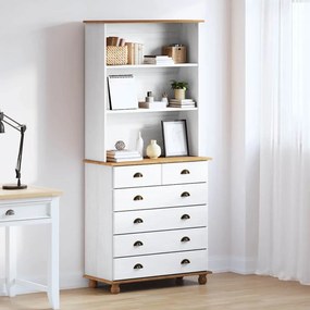 vidaXL Κλουβί με συρτάρι Λευκό 91 x 40 x 200.5 εκ Μασίφ ξύλο πεύκου