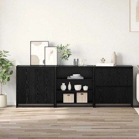 vidaXL Πλαϊνό γραφείο με συρτάρι 3 pcs Μαύρη Οξυά 70 x 41 x 75 εκ.