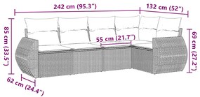 vidaXL Σετ Καναπέ Κήπου 5 Τεμαχίων Μαύρο Συνθετικό Ρατάν με Μαξιλάρια