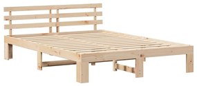 vidaXL Σκελετός Κρεβατιού Καφέ 150 x 200 cm Μασίφ ξύλο πεύκου