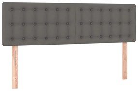 vidaXL Κεφαλάρι Κρεβατιού LED Γκρι 144x5x78/88 εκ. από Συνθετικό Δέρμα