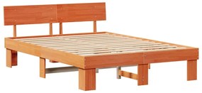 vidaXL Σκελετός Κρεβατιού Καφέ κεριού 150 x 200 cm Μασίφ ξύλο πεύκου