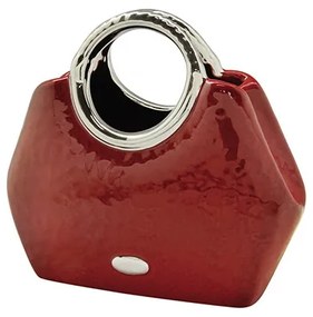 Βάζο Handbag "Milan" Κεραμικό Κόκκινο PU 24.5x10.5x21cm-05161358