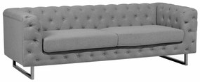 Καναπές chesterfield Berwyn 2092, Γκρι, 215x87x71cm, Πόδια: Μέταλλο,Ευκάλυπτος