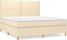 vidaXL Κρεβάτι Boxspring με Στρώμα Κρεμ 180x200 εκ. Υφασμάτινο
