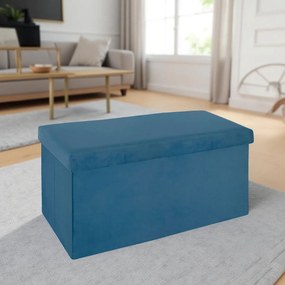 Ταμπουρέ Με Αποθηκευτικό Χώρο (76x38x38) A-S Tess Velvet Blue 156910A
