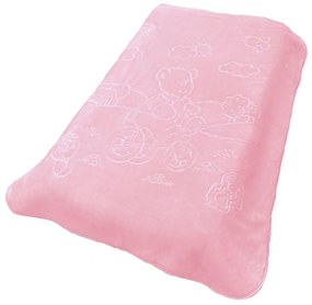 Κουβέρτα Κούνιας Βελουτέ Polyester 110x140εκ. Bicycle Bear 17 Pink DimCol