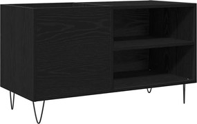 vidaXL Ντουλάπι δίσκων βινυλίου με ράφι Μαύρη Οξυά 85 x 38 x 48 εκ