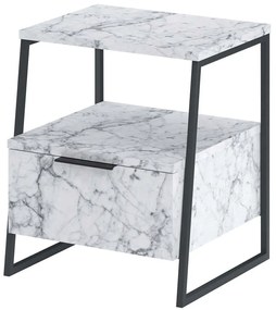 Κομοδίνο Pal 855DTE5188 45x40x50cm Marble Effect White-Black