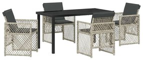 vidaXL Σέτ φαγητού για κήπο 5 pcs Ανοιχτό γκρι συνθετικό ρατάν