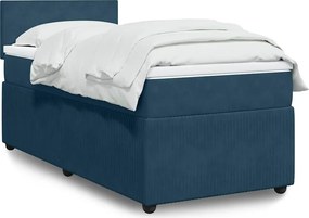 vidaXL Κρεβάτι Boxspring με Στρώμα Μπλε 100x200 εκ. Βελούδινο