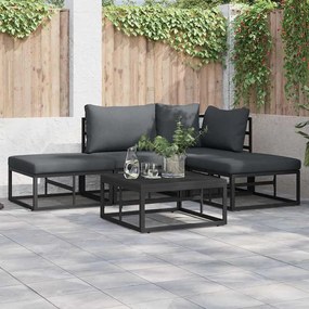 vidaXL Σετ Καναπέ Κήπου με μαξιλάρι 5 pcs Μαύρο Αλουμίνιο
