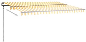 vidaXL Τέντα Συρόμενη Χειροκίνητη με LED Κίτρινο / Λευκό 450 x 300 εκ.