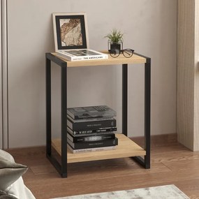 Κομοδίνο Gina Megapap χρώμα sapphire oak - μαύρο 39x30x48εκ.-GP041-0092,1