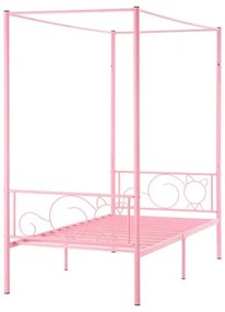 VEVOR Twin Size Canopy Bed Frame Metal Canopy Bed with Headboard &amp; Four Posters