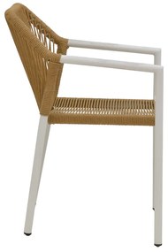 Πολυθρόνα κήπου Lush pakoworld rattan μπεζ-αλουμίνιο λευκό 56x59x80εκ